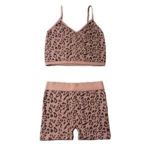 Bozzolo Women's Animal Print Lounge Set - Tan and Black